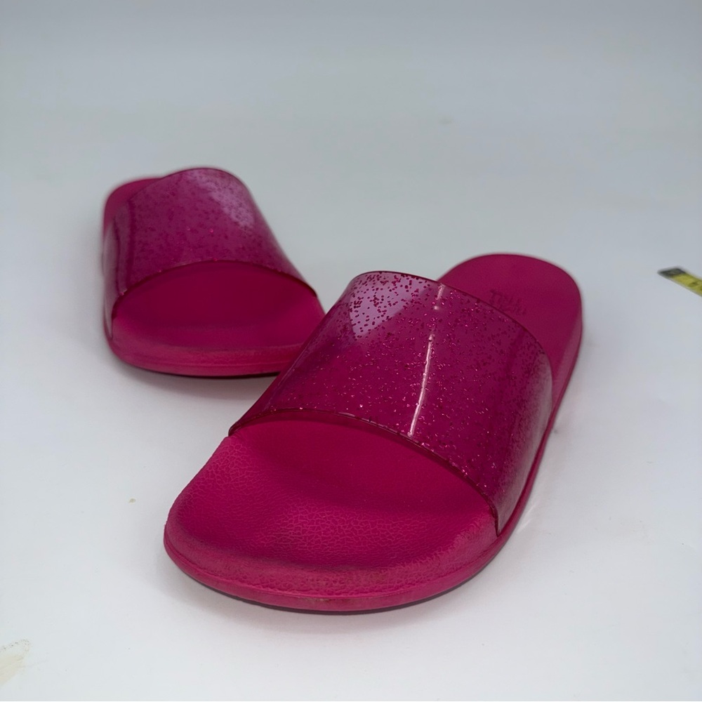 Hot Pink Glitter Jelly Pool Slides Sandals Barbiecore Baddie Sparkle Y2K
